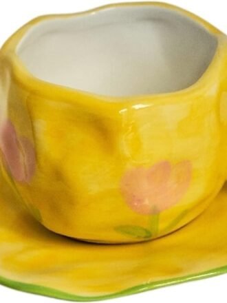 Cups Ceramic Mug Ceramic Cute Flower Cup and Saucer Cup Tea Cup Dish Set Mug Hand Painted fee Mugs