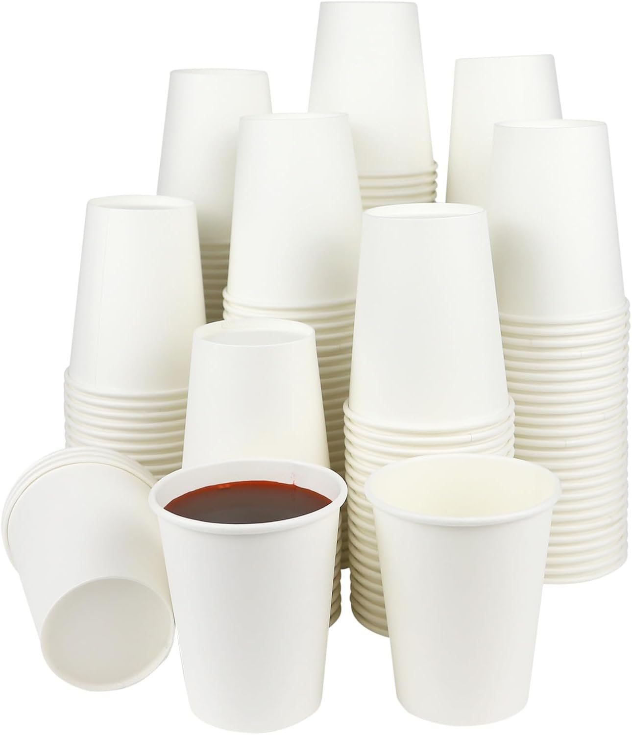 Paper Cups, 50 8 Oz Disposable Cups for Hot or Cold Beverage, Paper Coffee Cups 8 oz