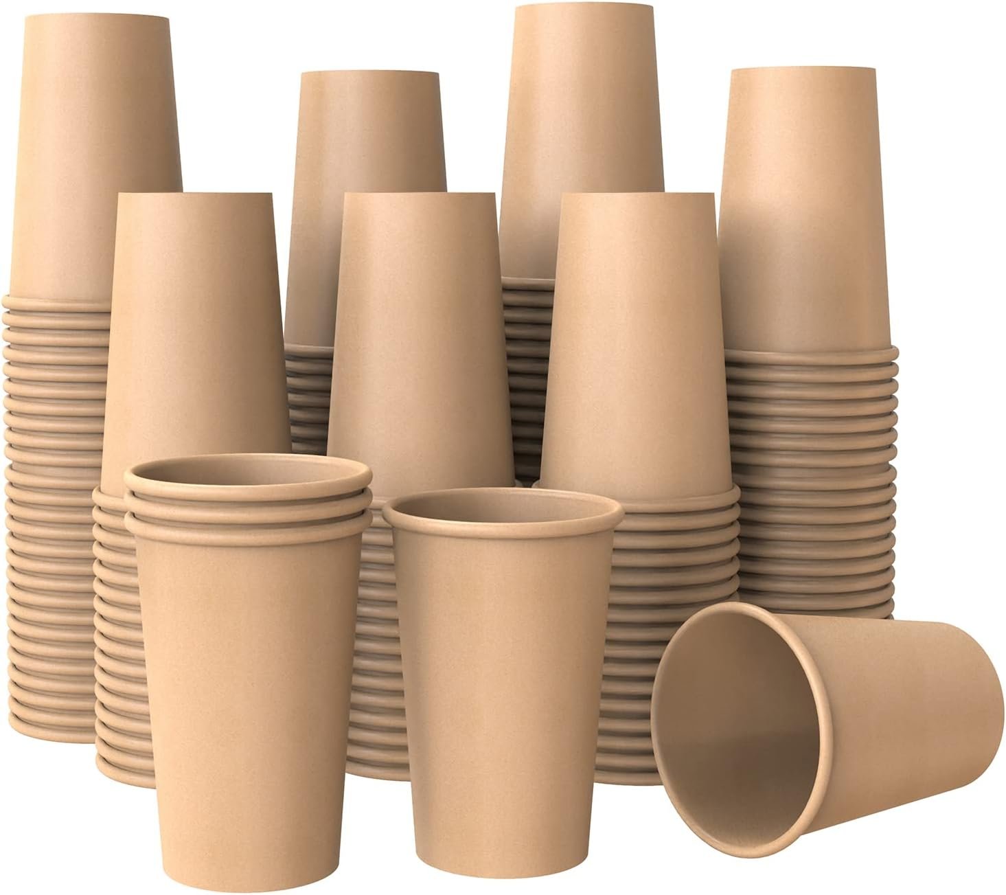 100 pack 8 oz Disposable Paper Cups Coffee Cups for Coffee Beverages and Cold Drinks, Suitable for Home-use, office, restaurant and Events
