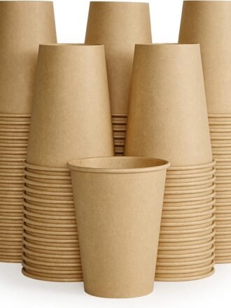 100 Pack 12 oz Kraft Paper Cups, Disposable Coffee Cups, Disposable Drinking Cups, Hot Coffee Cups, Paper Coffee Cups for Water, Coffee, Juice, and Milk