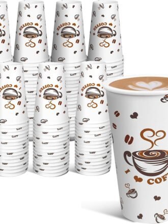 180 Count 16 oz Disposable Coffee Cups | Thickened Leak-Proof Paper Cups | Perfect for Hot Beverages, Coffee Bars, Parties, Cafes, Office and Daily Use