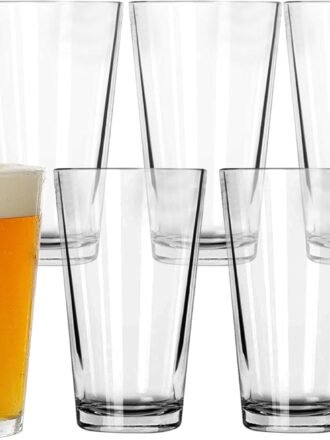 Glasses Set of 6 - 16 oz Drinking Glasses Me for Cold Beverages - 16 oz Mixing Glass & Highball Set of 6 for Homes, Pubs & More - Freezer & Dishwasher-Friendly Cocktail Glasses,